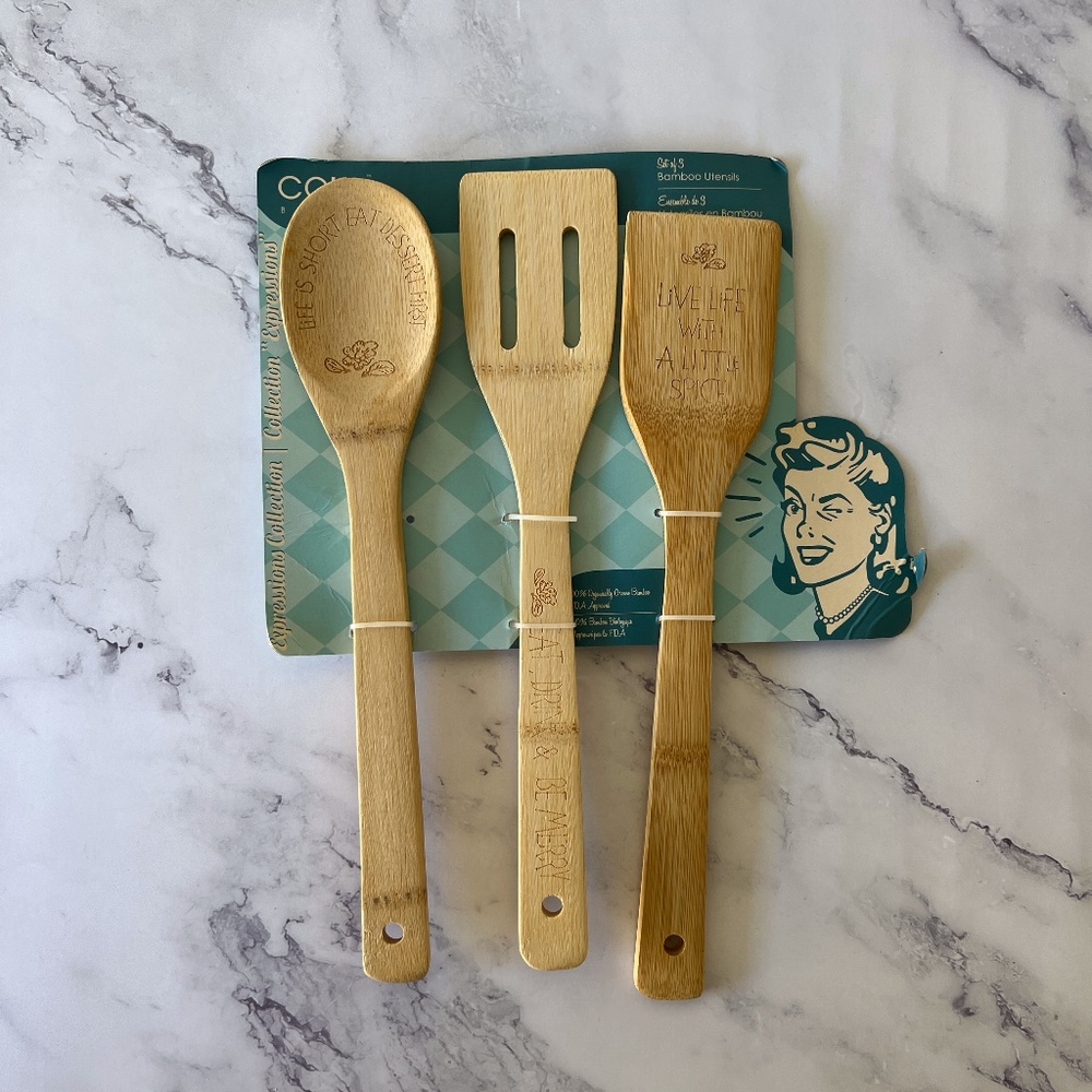 BNWT Core Bamboo Set of 3 Bamboo Utensils, Expressions Collection